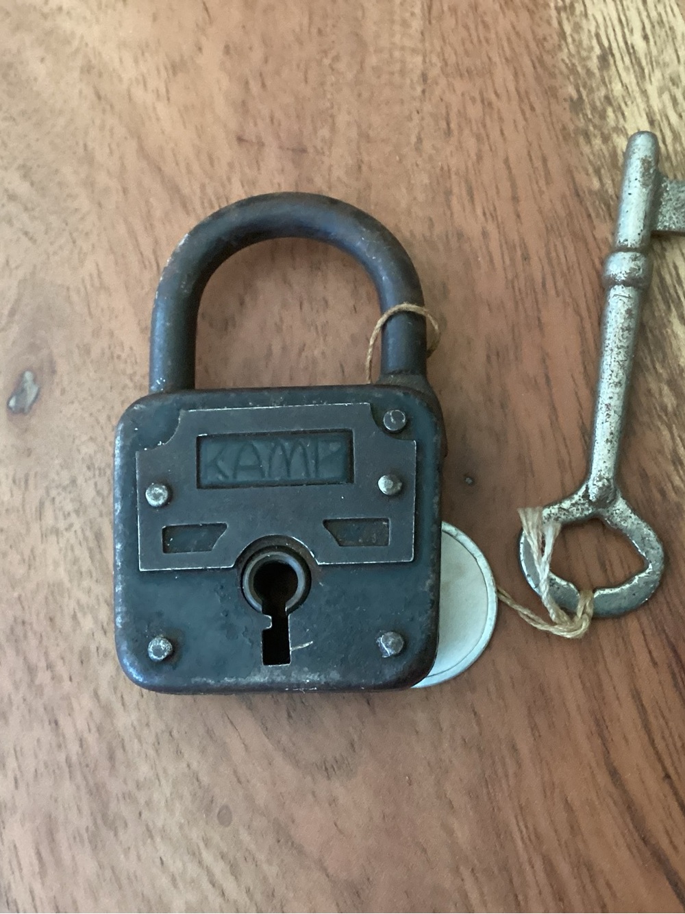 Antique Elongated Barrel key or pipe skeleton key used as German “KAMP” Iron Pad